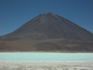 Volcano and green Lake