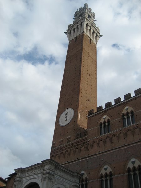 The bell tower of the  Palazzo Pubblico (town hall)