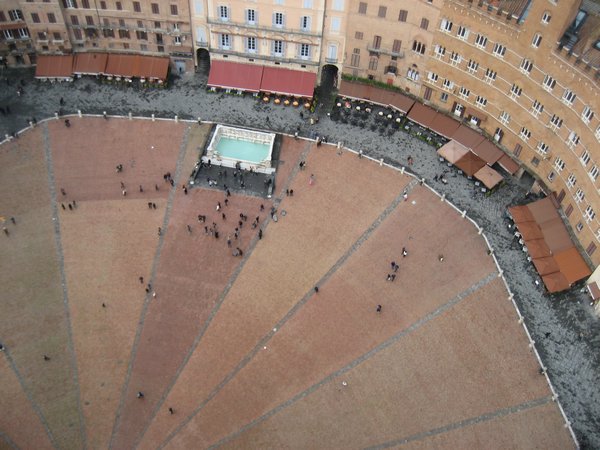 Looking down on the Piazza del Campo
