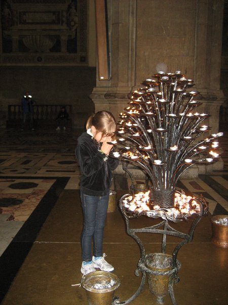 A prayer inside the cathedral