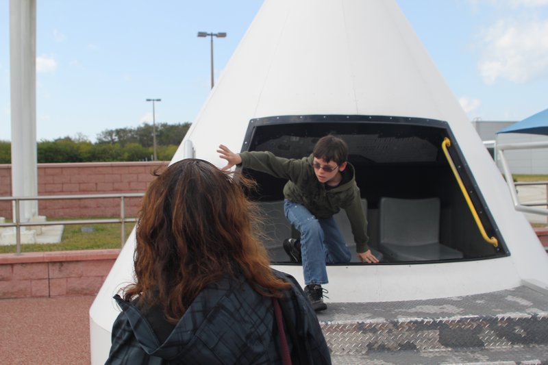 Chris exiting space capsule