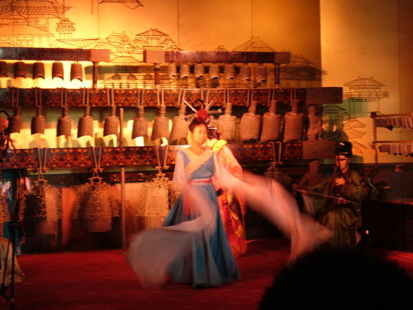 A performance inside the Buddha