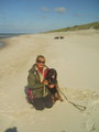 Ramune with her dog, Reksas