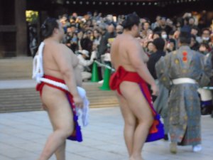 Sumo Wrestlers at ceremony 