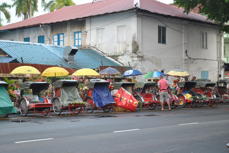 Rickshaws in the rain Penang