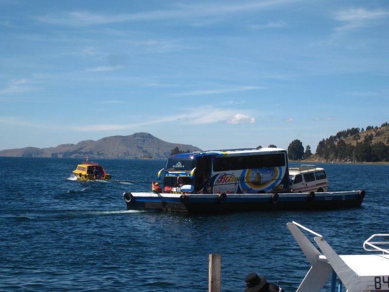 Our bus, crossing The Lake