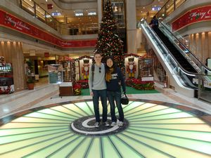 Kaori and I in front of the Christmas tree