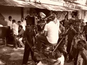 On set in Fort Cochin