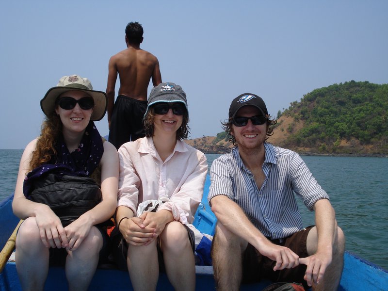 Nezzi, me and Brettie on the boat ride back to Om Beach