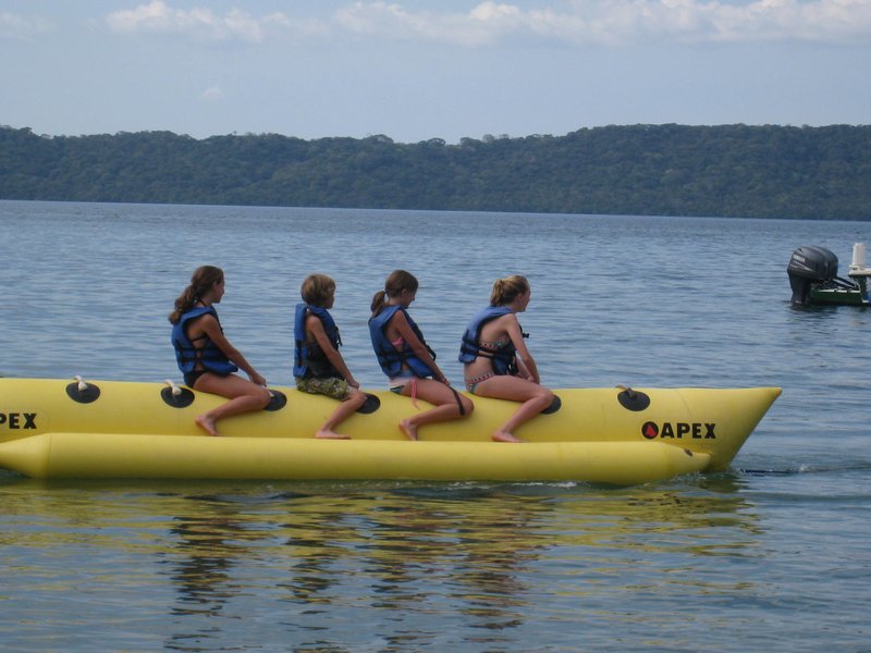 Linds, Julia, Hayden and Emma on the banana boat