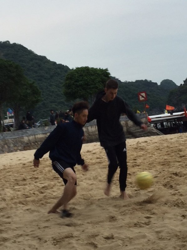 ...beach football in Halong Bay..