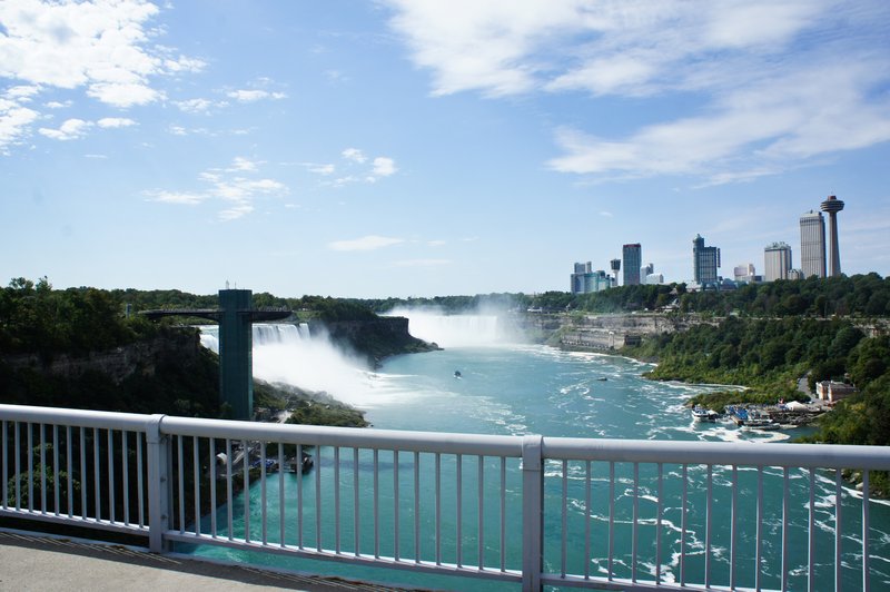 American Falls on left, Canadian Falls on right