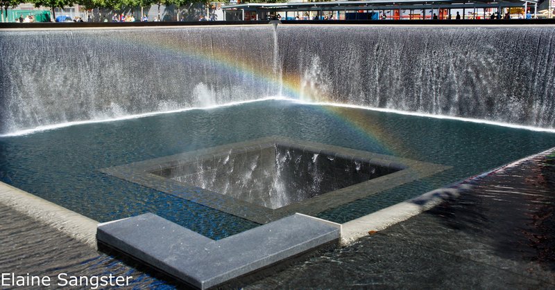 Rainbow over 9/11 memorial Falls
