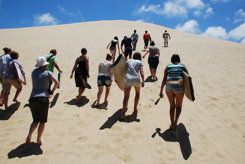 Heading up the sand dune