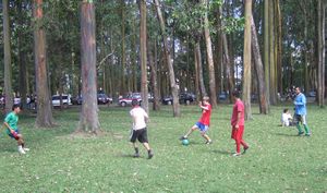 Jackson playing soccer in La Sabana, San Jose