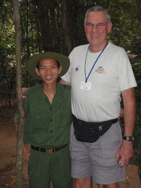 Mel and the guide at the Cu Chi Tunnel