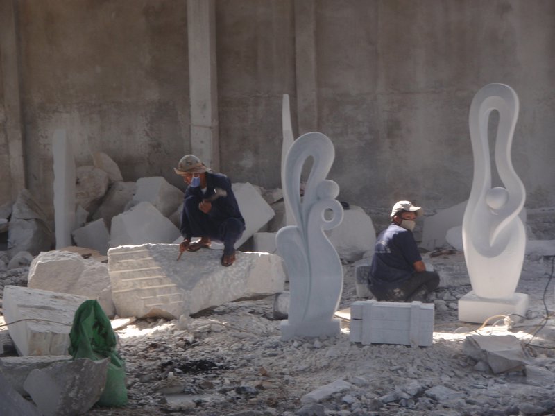 Chiseling marble