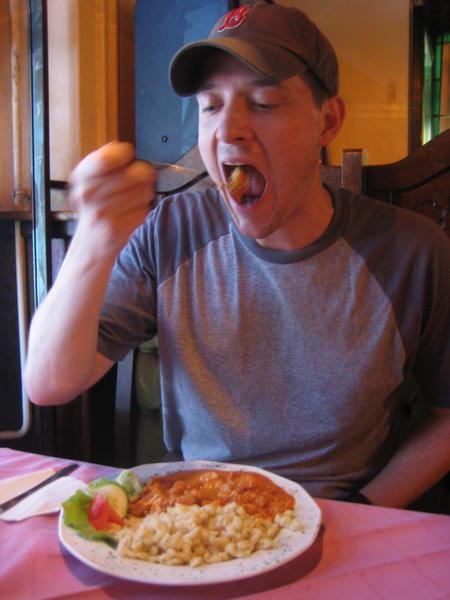 Brian's first bite of real paprikash