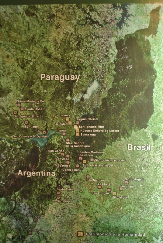 Carte satellite de la zone où siègent la trentaine de missions jésuites