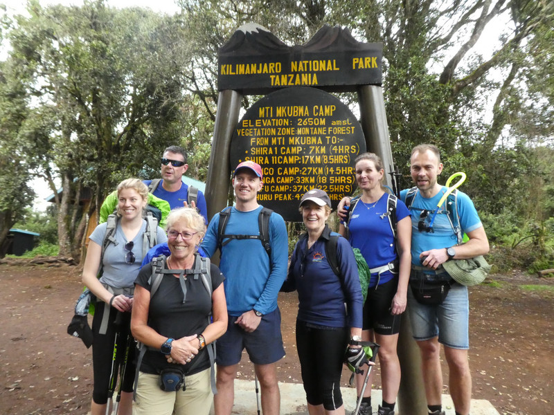 Lemosho Gate 2250m - our 7 intrepid trekkers