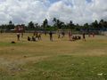 Boys playing in the disused stadium in Baracoa