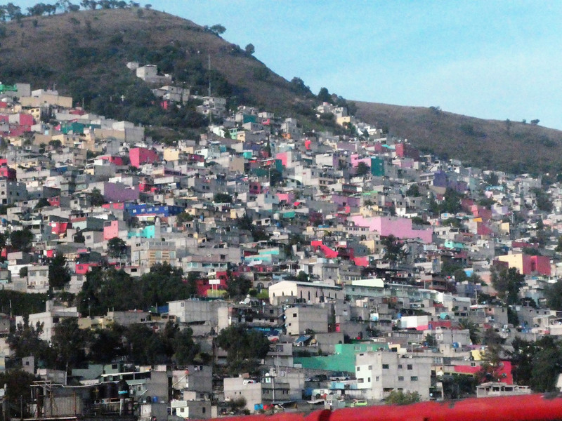 Leaving Mexico City - colourful hillside district