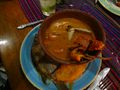 tapado (seafood coconut soup)  at Catamaran Hotel near Rio Dulce Guatemala