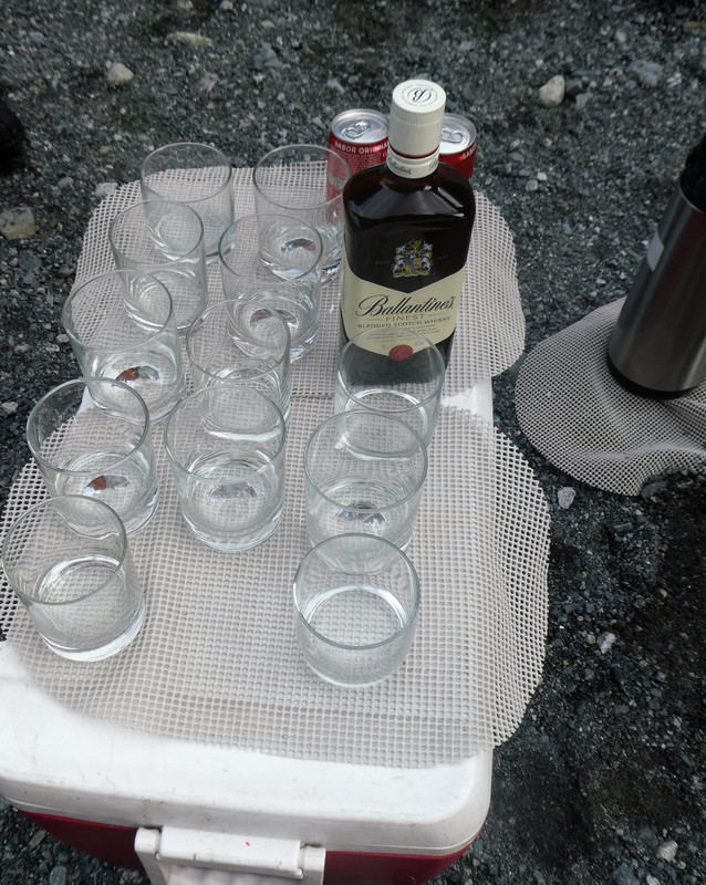 Morning whisky in Aguila Bay - Helado Glacier