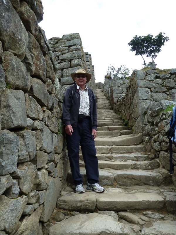 Tom on steps of Urban Section of Machu Picchu