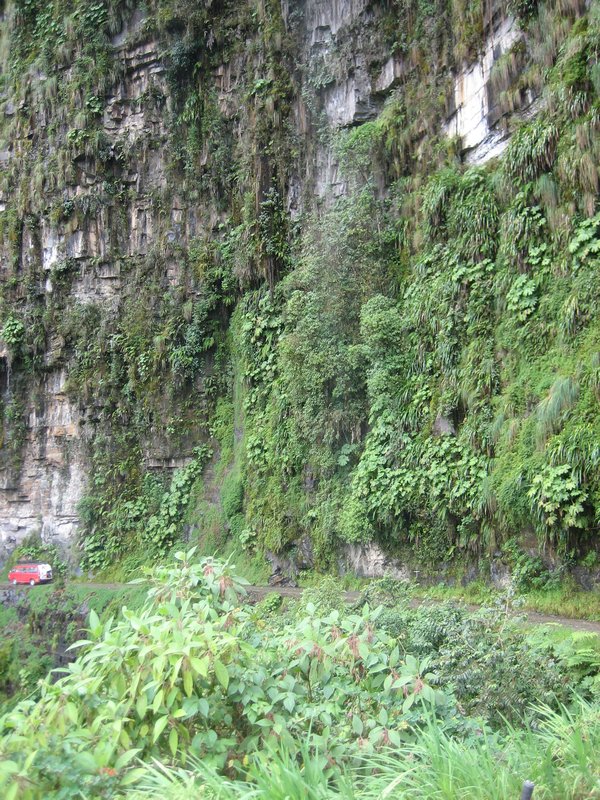 Bottom of waterfall - note size of red van