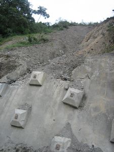 Roadside reinforcement colapsing on new road