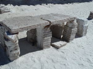 Chairs made of salt at Salt Hotel