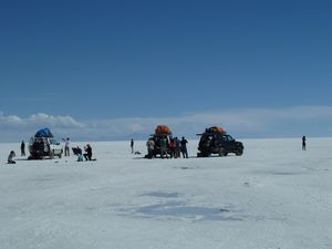 Our cars on the Salar