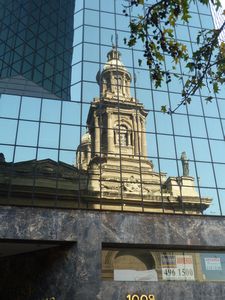 Reflection of old on new Santiago