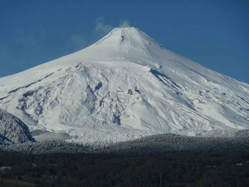 Our view from Hotel donde German - active Volcano Villarrica