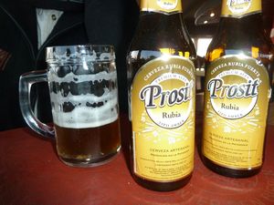 Prosit beer at top of Cerro Otto