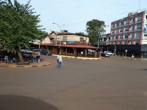 Puerto Iguazu main intersection - many restaurants