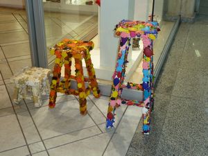Decorated stools at Rio Airport