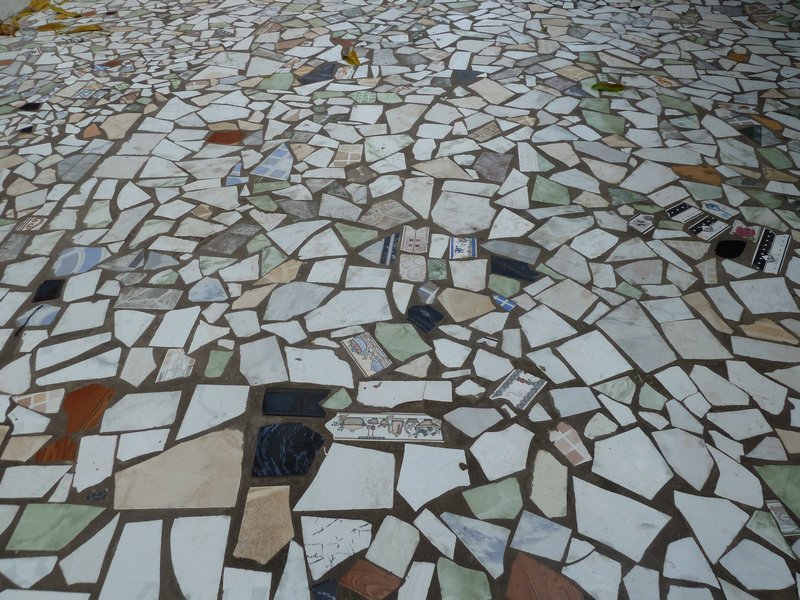 Restaurant at fishing village- broken tiled floor