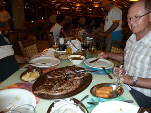 Picanha (shoulder meat cut with side dishes) on the last night with Sylvia and Mike
