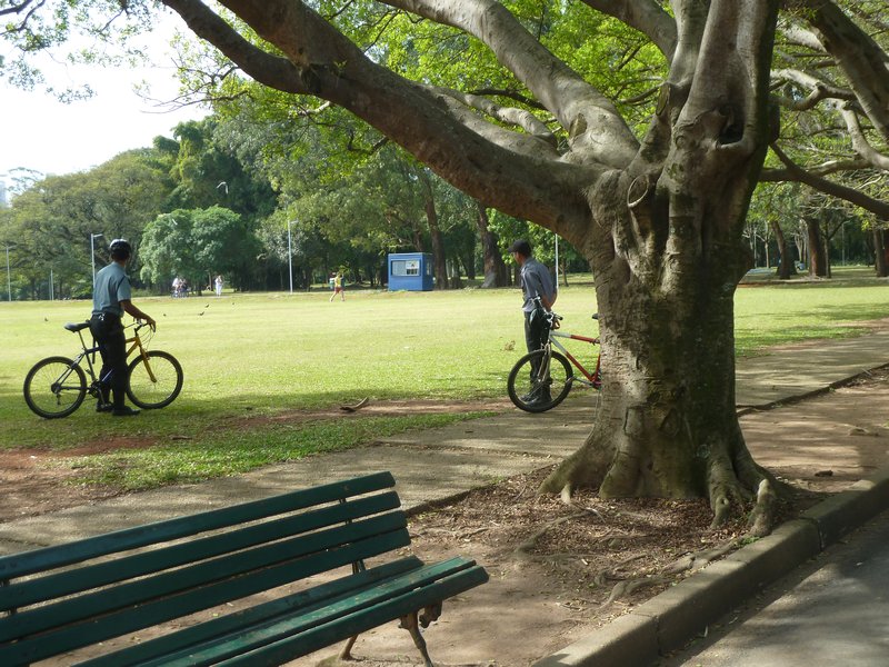 Park Ibirapuera in Jardin, Sao Paulo - police on duty throughout the park
