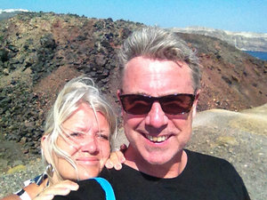 Hazel & Richard from UK who we met on the volcano off coast of Santorini