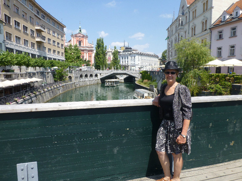 Pam on Bridge in Ljubljana Slovenia