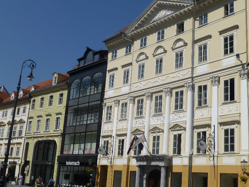 The dark building is the new one in Ljubljana Slovenia