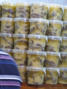 Preserved meat in Medina in Fes Morocco