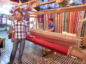Textile factory in Medina in Fes Morocco (1)