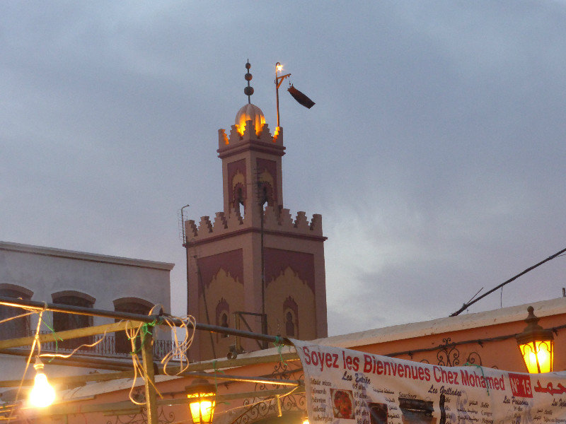 Koutoubia Mosque, whose minaret dominates the Marrakesh skyline is seen from Djemaa El Fna Square