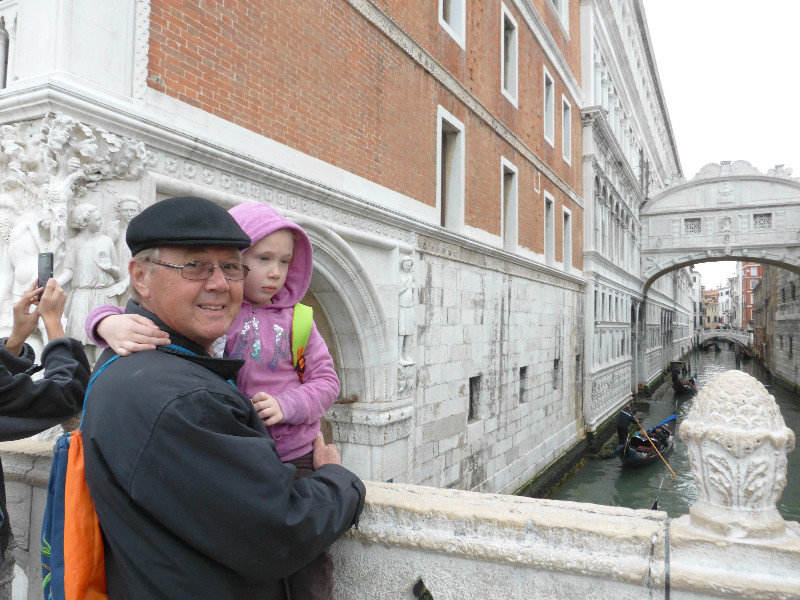 Papa telling Gemma the story of the Bridge of Sigh in Venice Italy 3 Oct 2013