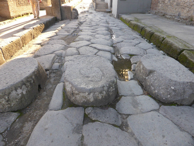 Ruts in road in Pompeii Italy 17 Oct 2013