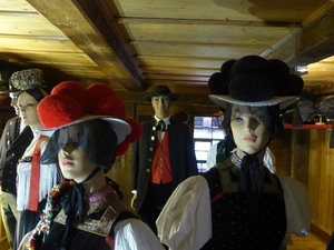 Red hat for singles black hat for married in Open air Museum near Gutach Black Forest (Schwarzwald) Germany